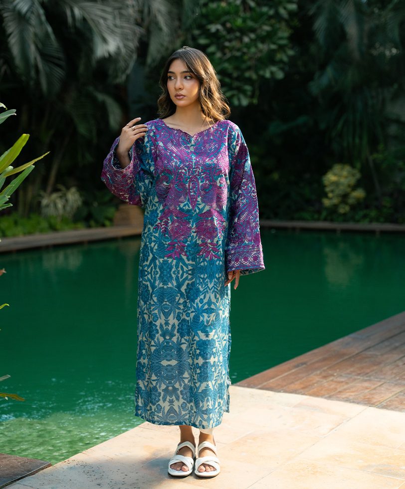 OMD Purple Printed Dress